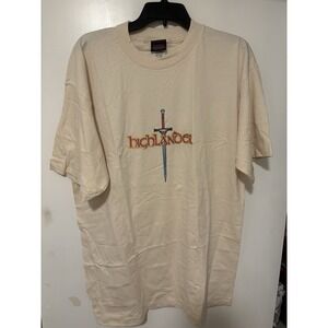 Rare Vintage HIGHLANDER Official Product Sword 1996 T Shirt 90s TV Show Promo XL
